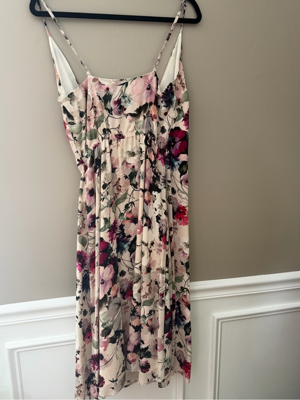 Amour Vert Cream Floral Slip Dress with Pink and Green Accents